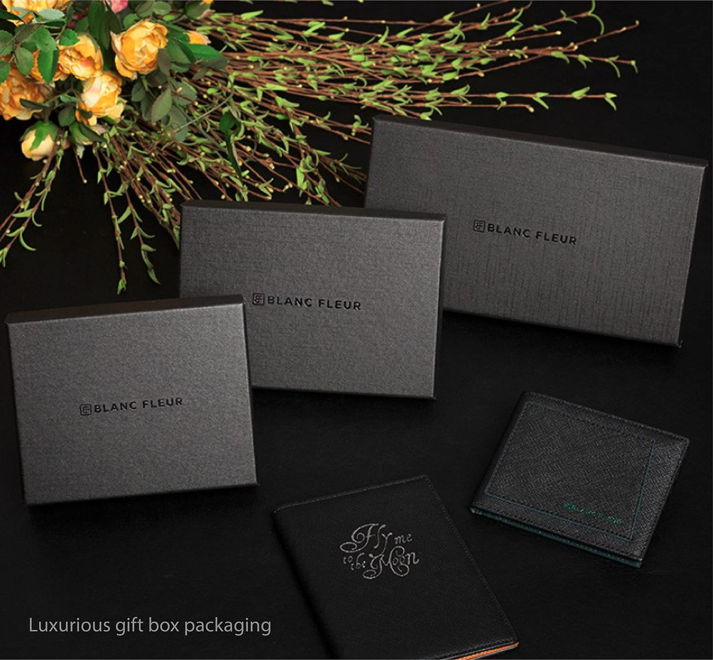 maskfactory stwees bifold leather wallets - Ultra slim, RFID, Front pocket, slim, ID window (Pocket style E, Black)
