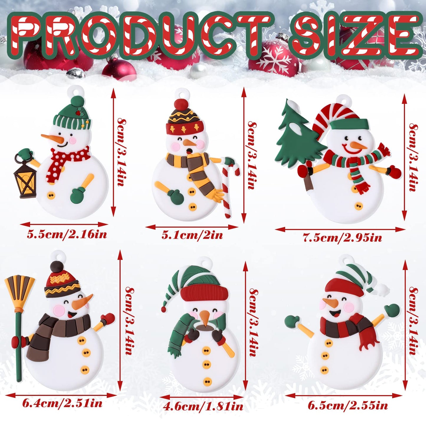 Zhanmai 24 Pieces Christmas Snowman Ornaments for Christmas Tree Decorations Cute Xmas Hanging Ornaments Traditional Xmas Tree Party Decors
