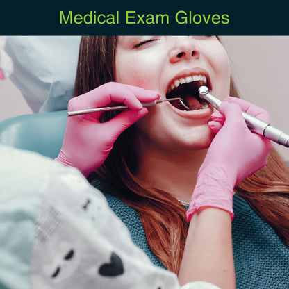 FifthPulse Pink Vinyl Disposable Gloves Medium 50 Pack - Latex Free,Powder Free Medical Exam Gloves - Surgical,Home,Cleaning,and Food Gloves - 3 Mil Thickness,Medium