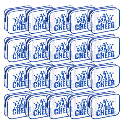 20 Pcs Cheer Goodie Bags Cheer Snack Bags for Team 7 X 5 '' Pvc Cheerleader Gifts Bulk Waterproof Portable Cheerleader Tote Cheerleading Travel Duffel Packet for Teammate Party Party Supplly(Blue)