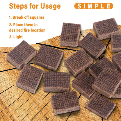 HGD Fire Starter, 64 Mini Square, Natural Fire Starters for BBQ, Campfire, Fireplace, Charcoal, Wood Stove, Chimney, Fire Pit, Grill, Smoker, Indoor Outdoor Use
