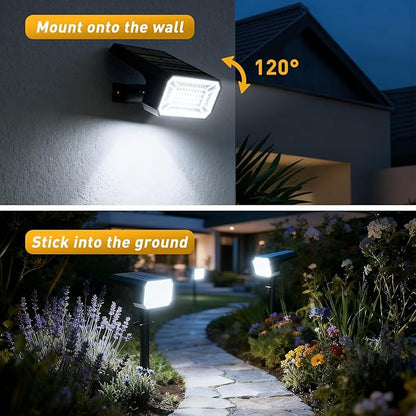 Solar Spot Lights Outdoor Waterproof IP65, [12 Pack/100 LED/4 Modes] 2-in-1 Solar Landscape Spotlights, Auto On/Off Solar Powered Flood Lights for Outside Yard Garden Pathway(Cool White)