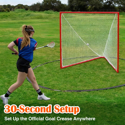 VioraWhite Portable Lacrosse Crease 17 ft, Women's Regulation Size Portable Lacrosse Goal, Weather Crease with Weights, Stakes and Carry Bag(Black)