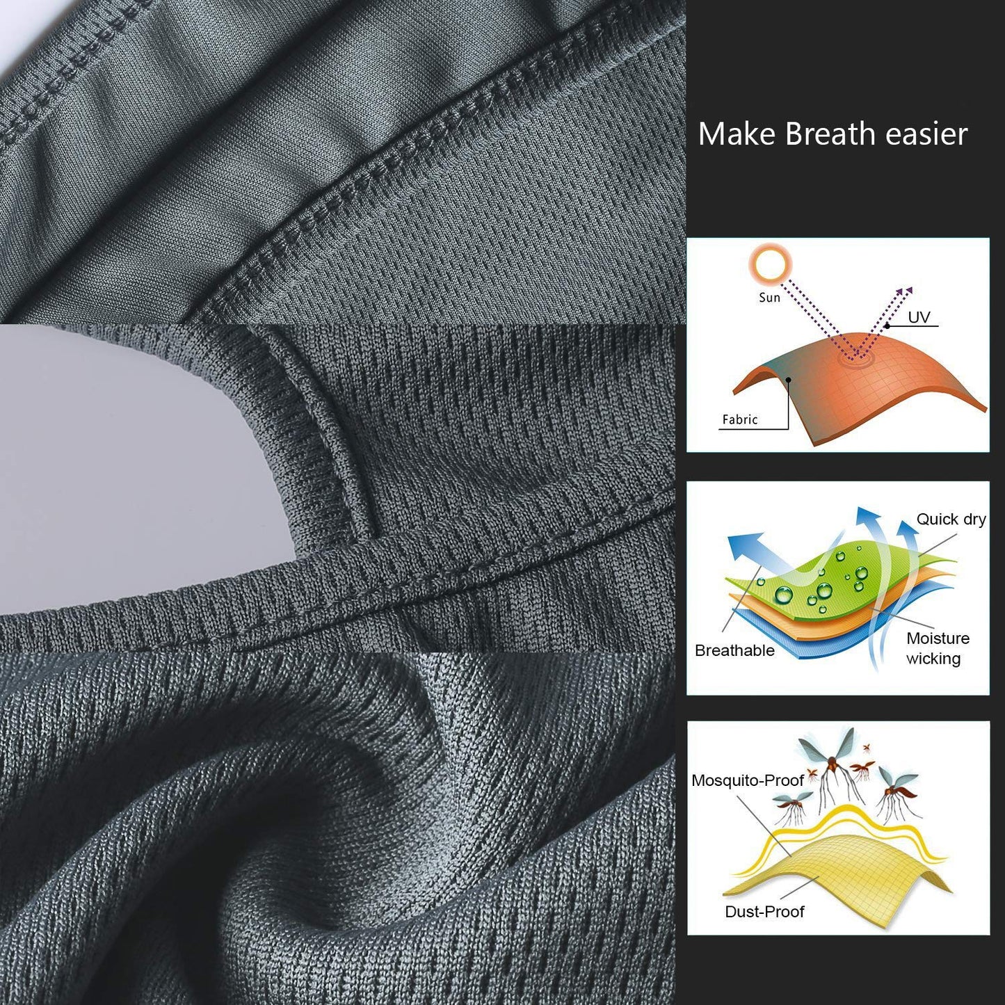 Balaclava Face Mask Adjustable Windproof UV Protection Hood (US, Alpha, One Size, Grey)