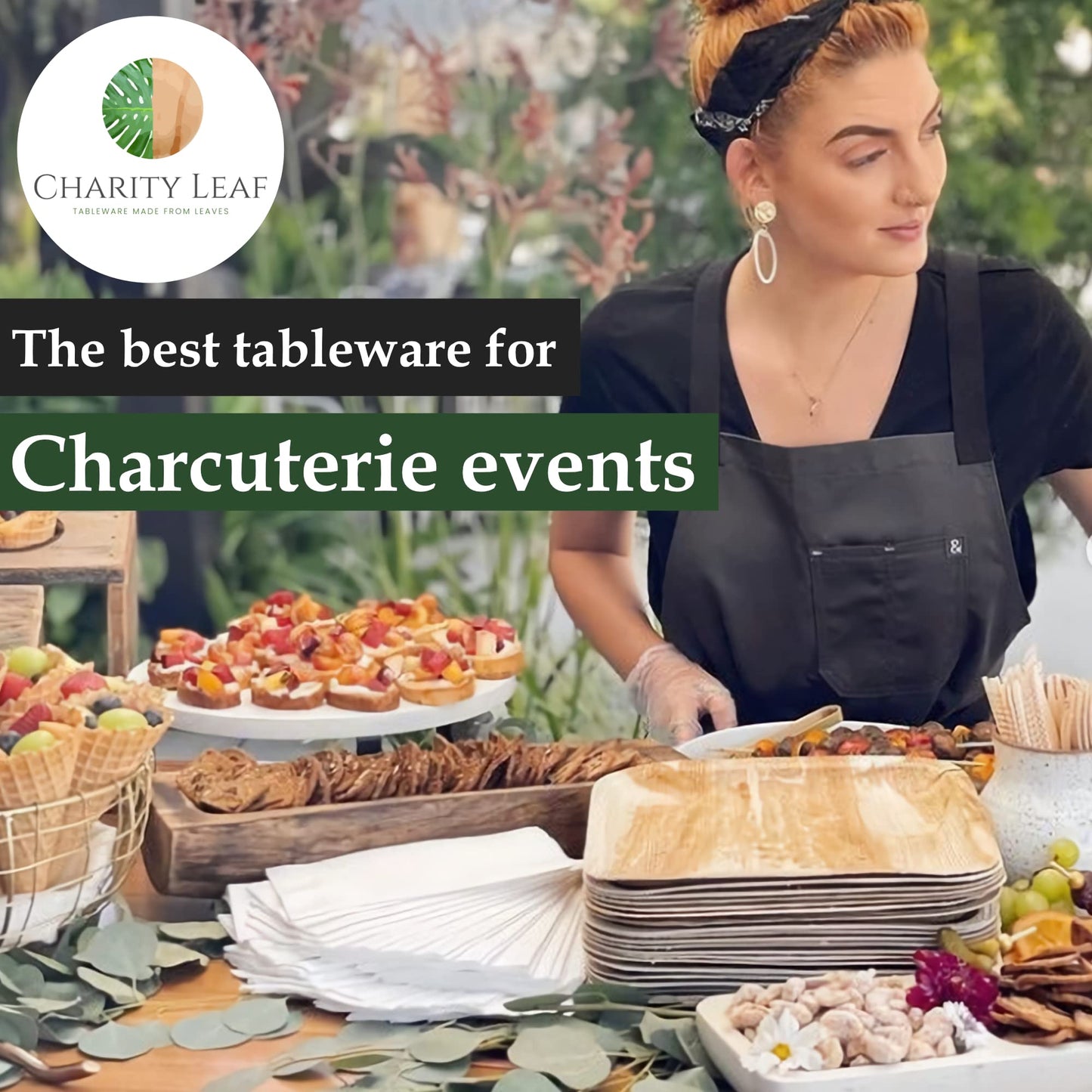 Charity Leaf Disposable Palm Leaf 22"x12" Christmas Plates (5 pieces) Bamboo Like Serving Platters, Disposable Boards, Eco-Friendly Dinnerware For Christmas, Weddings, Catering, Events