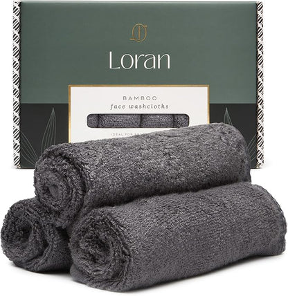 Charcoal Grey Washcloths Set of 6 Soft Facial Cloths 10” x 10” 100% Viscose