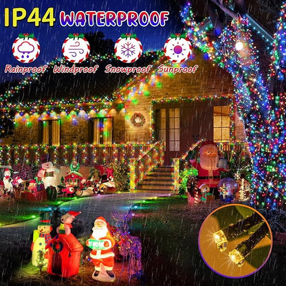 Hezbjiti 337 FT 720 LED Color Changing Christmas Lights Outdoor, 11 Modes String Lights IP44 Waterproof Fairy Light for Party Tree Garden Wedding Decorations (Warm White to Multicolor, Green Wire)