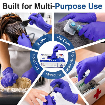 Schneider Medical Nitrile Exam Gloves, Dark Blue, Disposable Gloves, Latex-Free, Powder-Free, Food Safe for Cleaning, Cooking, Household Use,100 Count,Size Medium