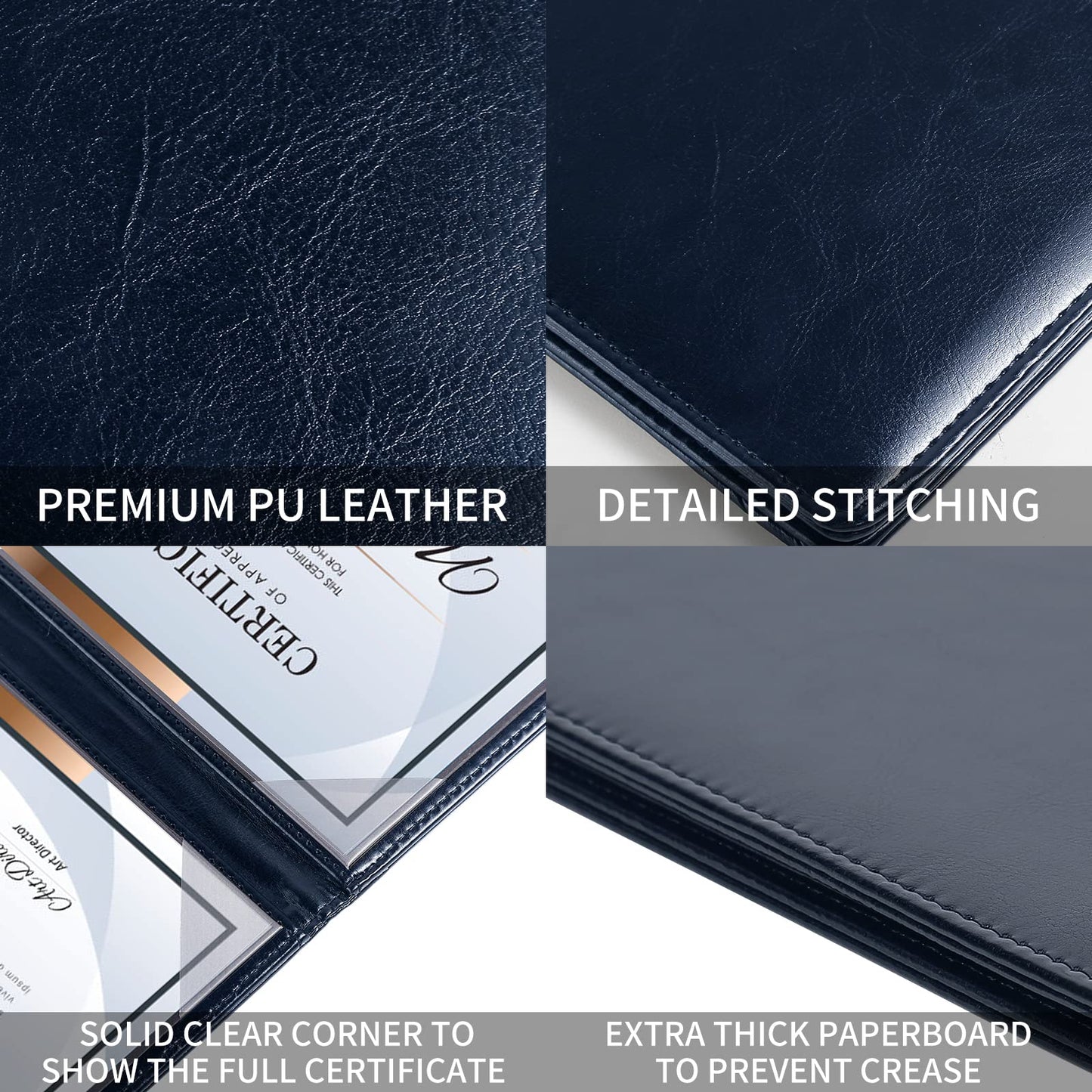 HH-STUDIO CUSTOM Diploma Cover 8.5 x 11 Navy Blue Certificate Holder- US Letter Size Graduation Gifts Leatherette