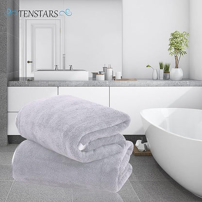 TENSTARS Silk Hemming Bath Towels