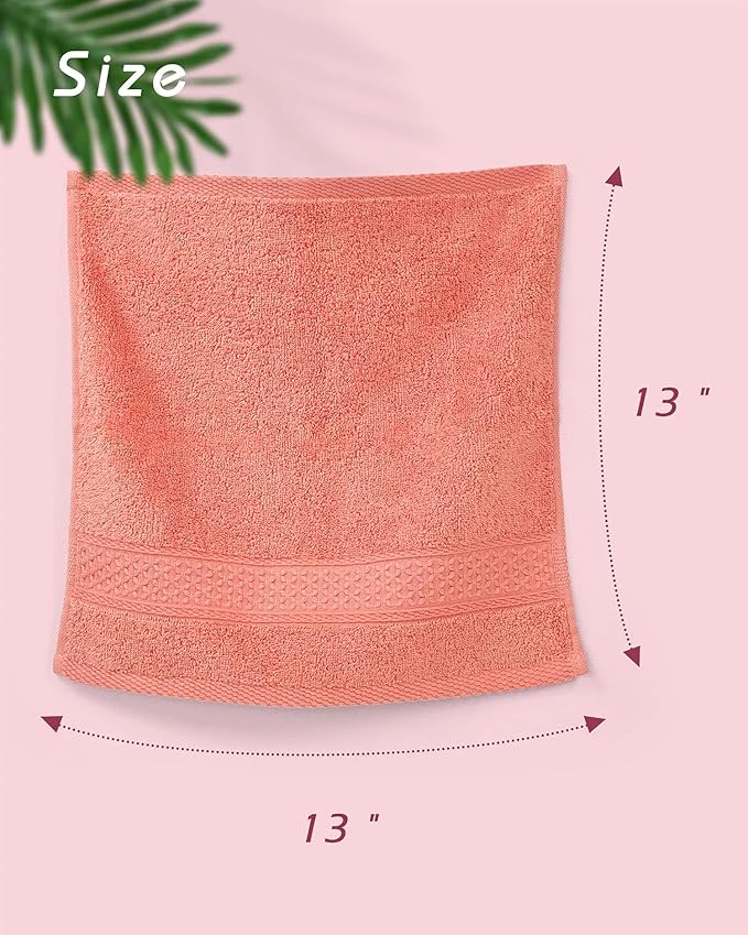 Cleanbear Face-Cloth Washcloths Set, 100% Cotton, High Absorbent, Size13