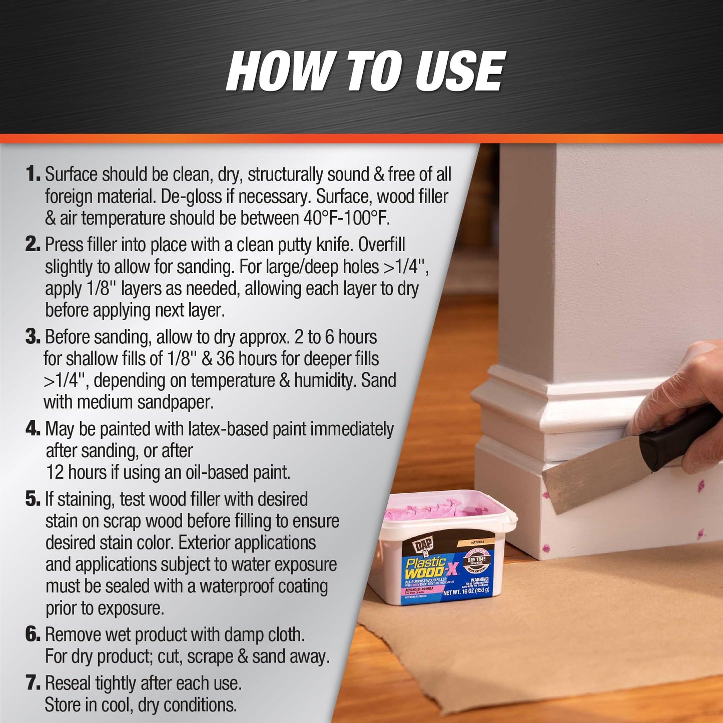 DAP Plastic Wood-X with DryDex Wood Filler, Natural, 16 Oz (7079800542)