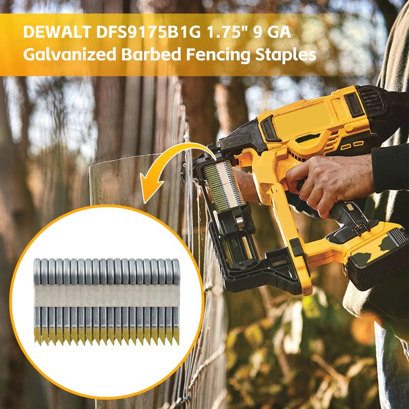 DFS9175B1G Fencing Staples for DEWALT 9GA Cordless Fencing Stapler Gun，9GA Galvanized Barbed Staples - 1-3/4", 960-Pack