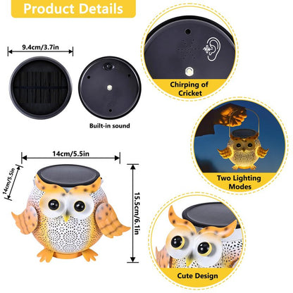 Solar Lantern Outdoor Lights, Cute Metal Solar Owl Lamp with Sound, Waterproof 2 Mode Hanging Solar Owl Lights for Yard Garden Patio Tree Pathway Lawn Outdoor Decorations