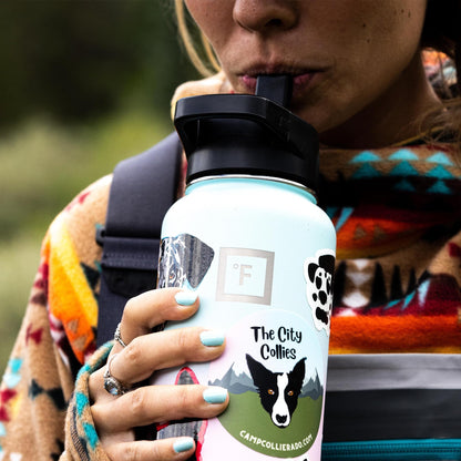 IRON °FLASK Camping & Hiking Hydration Flask with 3 Lids - Stainless Steel, Double Walled & Vacuum Insulated Water Bottle - Leak Proof & BPA Free (Midnight Black, Spout - 40 oz)
