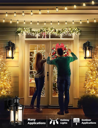 Porch Lights with Outlet, 2 Pack Outdoor Motion Sensor Lights, Dusk to Dawn Exterior Light Fixture, Anti-Rust Waterproof Outdoor Wall Light, Aluminum Outside Lights for House Patio Front Door Garage