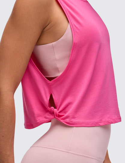 CRZ YOGA Pima Cotton Dropped Armhole Tank Sonic Pink Medium