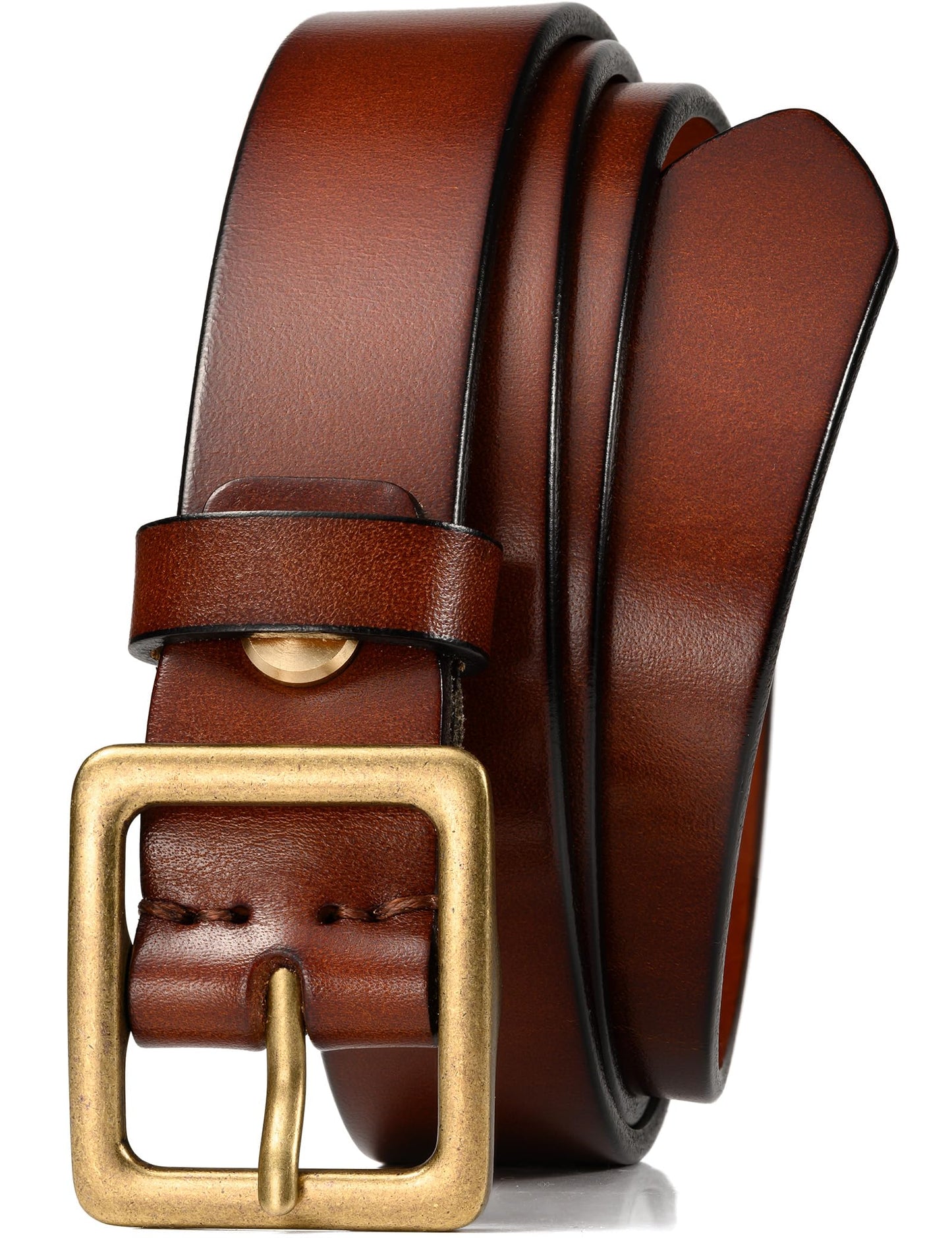 WOLFANT Full Grain Leather Belt for Women,1.1" Ladies Casual leather Jean Belt with Vintage Square buckle in Gift Box