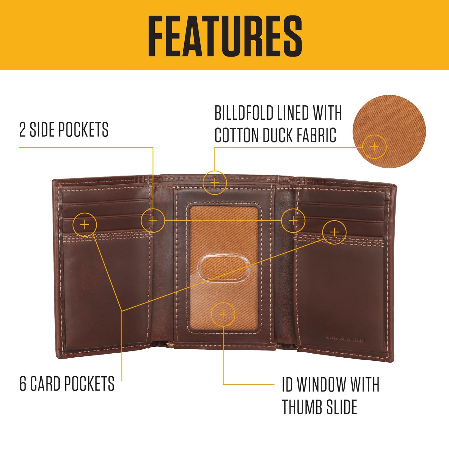 Carhartt Men’s Leather Triple Stitch Wallet, Durable Full-Grain Leather Bifold, Trifold & Rodeo Styles, Gifts for Men