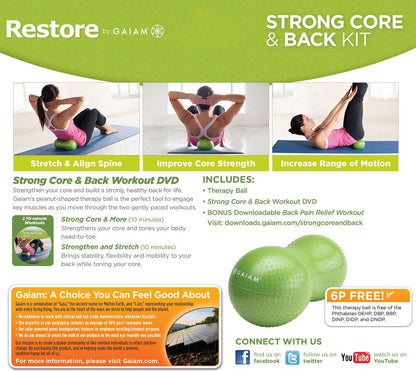 Gaiam Restore Strong Core & Back Care Massage Kit Green, Small