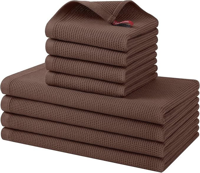Homaxy 100% Cotton Kitchen Towels and Dishcloths Set