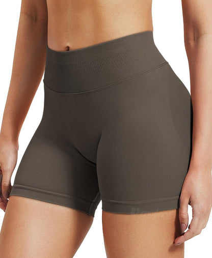 VOYJOY Women Workout Impact Shorts 2.5"/ 3.6"/ 4.5"/ 6" Scrunch Butt Lifting Gym Seamless Booty Biker Shorts Coffee