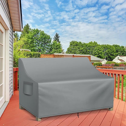 WLEAFJ Patio Sofa Cover Waterproof, Outdoor Loveseat Cover, Heavy Duty Outdoor Couch Cover, Large Lawn Patio Furniture Covers with Air Vent, 54’’ W x 37’’ D x 35’’ H, Grey