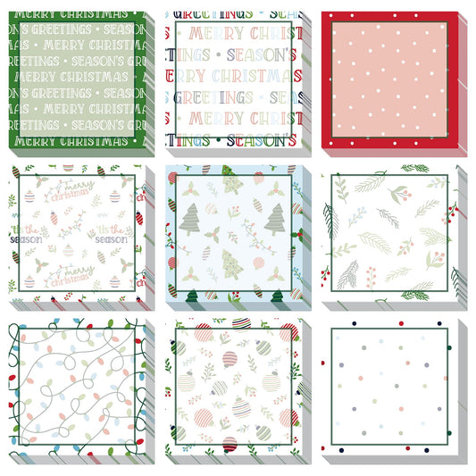 9 Pieces Christmas Sticky Note Self-Adhesive Merry Christmas Note Pads with Christmas Tree Christmas Lights Balloon Memo Notes for Xmas School Office Home Supplies Students Teachers Present