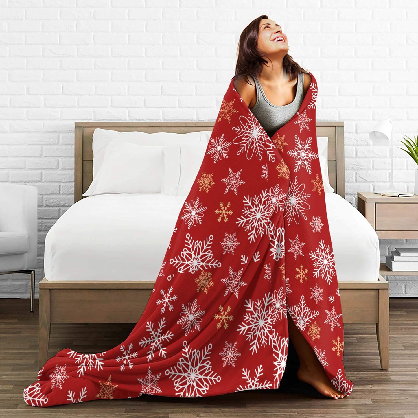 50x60 Soft Plush Warm Fleece Winter Christmas Snowflakes Throw Blanket