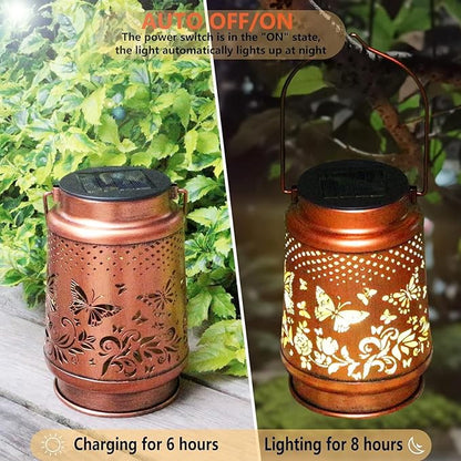 Solar Light, Outdoor Lanterns for Patio Waterproof , Butterfly Outdoor Solar Lanterns for Porch, Yard, Deck, Lawn, Backyard, Patio, Tabletop, Pathway