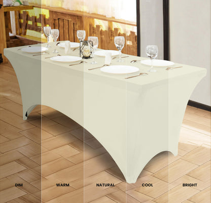 Utopia Kitchen Spandex Tablecloth 2 Pack [6FT, Ivory] Tight, Fitted, Washable and Wrinkle Resistant Stretch Table Cloth Rectangle Cover for Trade Show, Weddings & Parties [72Lx30Wx30H Inch]
