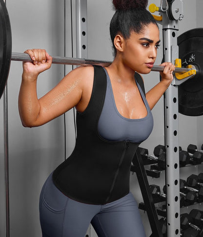 GAODI Women Waist Trainer Vest Slim Corset Workout Sweat Tank Top Zipper Compression Shirt Sauna Suit Body Shaper