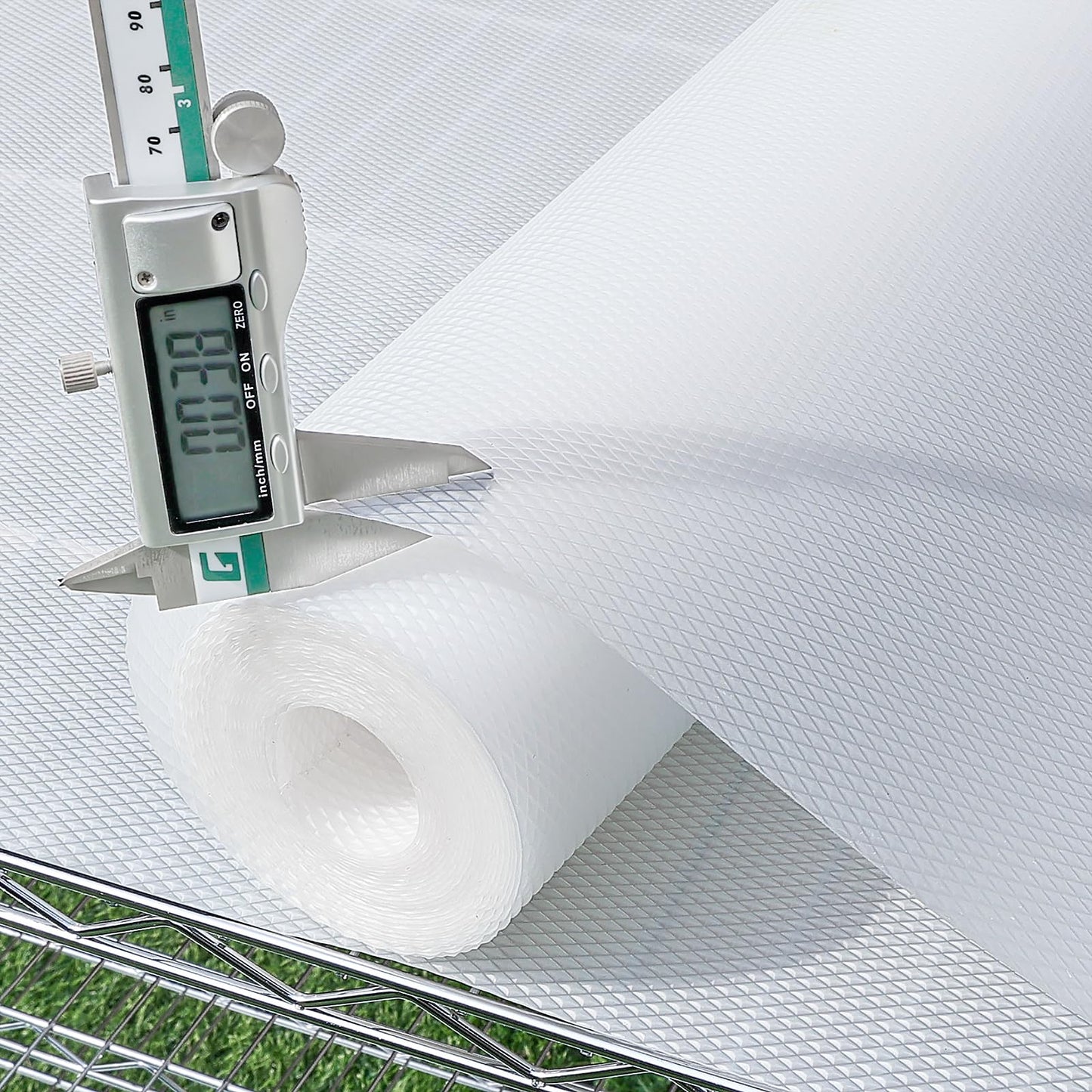 Hersvin Shelf Liners 12 in x 20 ft Thickened EVA Drawer Mats, Non-Adhesive Cupboard Pad, Kitchen Cabinet Lining Fridge Cushion (Transparent Diamond, 30.5x610cm)
