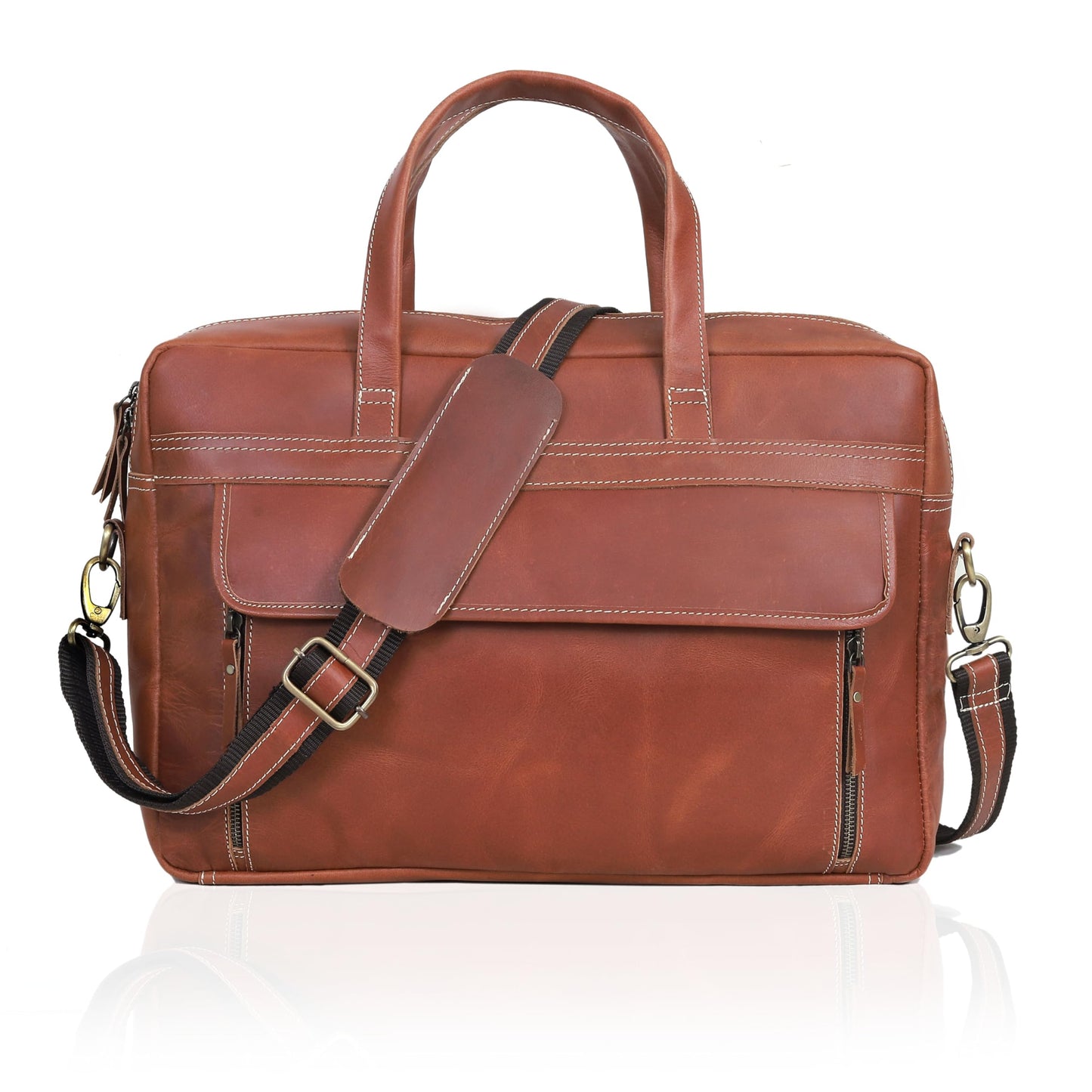 18 Inch Full Grain italian Leather Briefcase for Men, Top Choice Gifts, Handcrafted Laptop Bag (TAN) (18 inch)