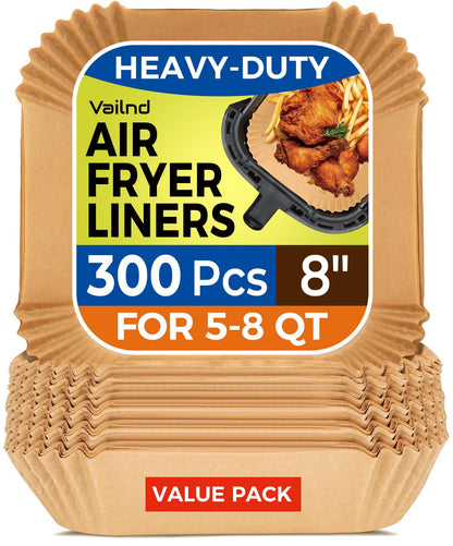 Air Fryer Paper Liners, 200pcs Air Fryer Liners Disposable, 8" Square Baking Liner for 5-8 qt Airfryer Basket, Non-stick and Oil Proof Parchment Paper for Oven, Pans & Baking