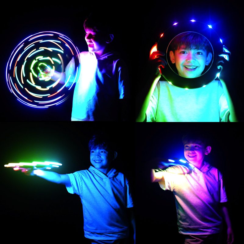 TOSY Flying Ring - 12 Monocolor LEDs, Super Bright, Lost Mode, Auto Light Up, Easter Basket Stuffers Gift for Kid/Teen/Boy/Girl, Safe, Waterproof, Pool/Beach/Camping Toy (Green)
