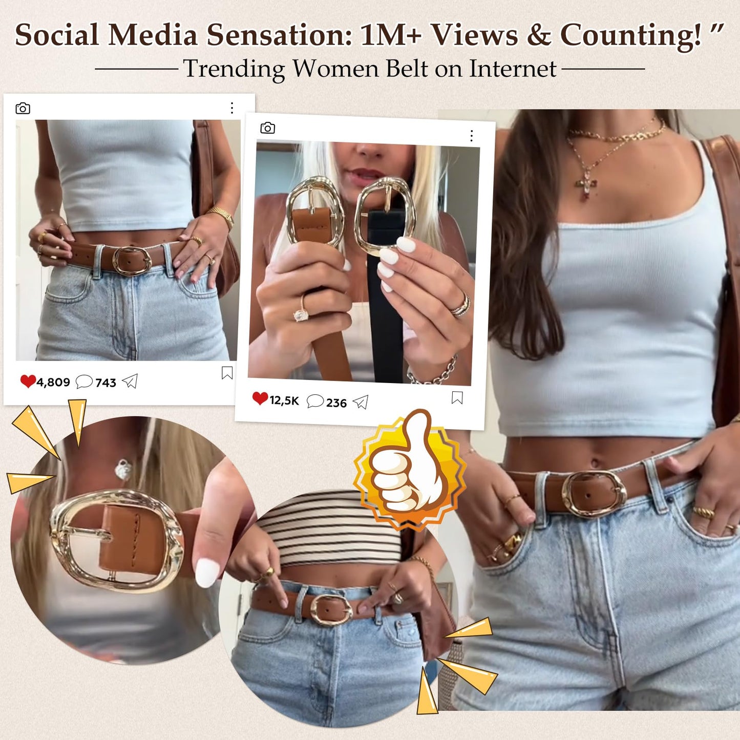 JASGOOD Women Leather Belt for Jeans Pants Ladies Casual Waist Belt Fashion Women Belt with Silver Buckle