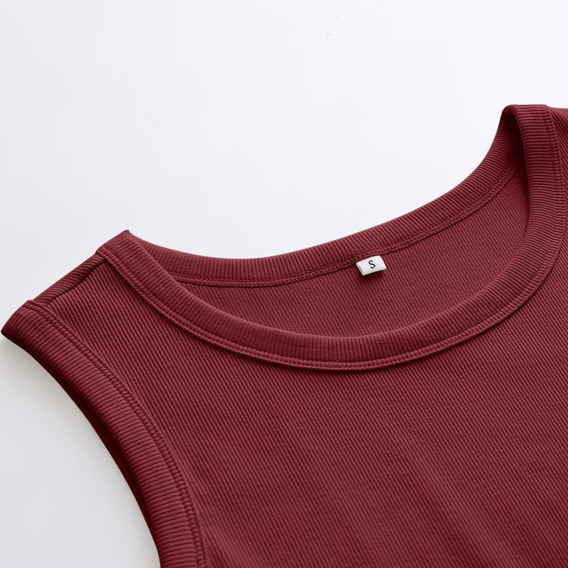 ANRABESS Womens Sleeveless High Neck Tank Tops Fashion Summer Casual Basic Slim Fit Ribbed Racerback Top Shirt Clothes Burgundy-X-Small