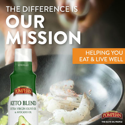 Pompeian Keto Extra Virgin Olive Oil & 100% Avocado Oil Cooking Spray, No Propellants, 5 Fl Oz, Pack of 6