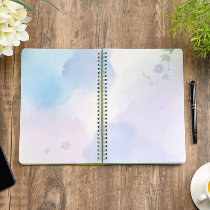 SIIXU Spiral Journals for Writing, Color Illustration Notebook With an Elastic Band, Hardcover, 128 Pages, B5, 6.8”x9.8”, Spring