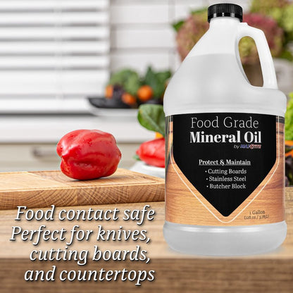 MAXTITE Mineral Oil for Cutting Boards and All Wood Care, Ultrapure Food Grade Made in USA (1 Gallon) - Condition Wood, Butcher Block Countertop, Stainless Steel, Knife, Tools, and Equipment