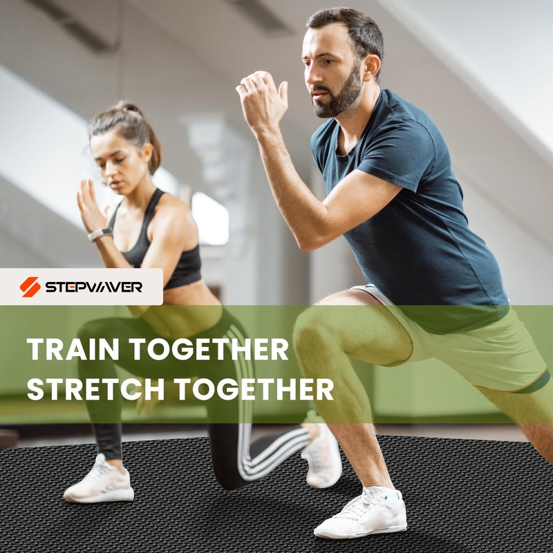 Stepwaver Extra Large Exercise Mat, 7'x5'x8mm (1/3 inch), Non-Slip, Ultra Durable, Thick Large Workout Mat for Home Workouts, Yoga Mats for Fitness, High-Density Exercise Mat, Shoes-Friendly