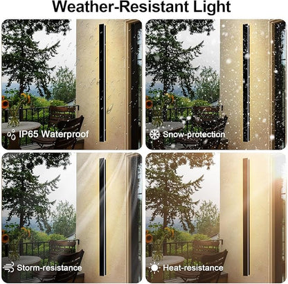 Outdoor Wall Lights, 2 Pack 79 Inch Black LED Exterior Light Fixtures Wall Mount, Modern Outdoor Lights Exterior Sconce 3000K Long Strip Wall Lamp Outside Lighting for Garage, House
