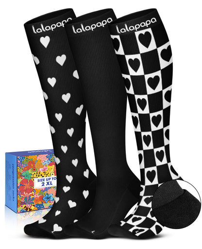 Lalapapa Cute Compression Socks for Women - 3 Pairs 20-30 mmHg Graduated Support Lightweight for Daily Wear Travel Nurse