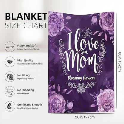 Throw Blanket, Vintage Purple Roses Throw Blankets for Adult Kids Boys Girls, for Mom Bed Couch Sofa 50x60 Inches