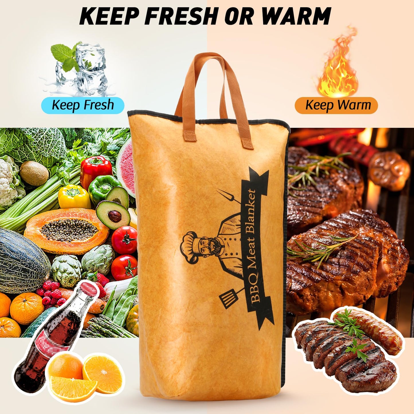 21inch BBQ Blanket for Resting Meat Compatible with Traeger Pitboss Pellet Smoker -BBQ Accessories Meat Insulated Bag for Brisket/Pork Shoulder/Steak -Birthday Anniversary Valentines Day Gift for Men