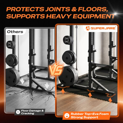 SUPERJARE 0.56'' Thick Rubber Top Exercise Equipment Mats, High Density EVA Foam Mats with Rubber Top, Interlocking Gym Flooring for Home Gym, Protective Workout Mat