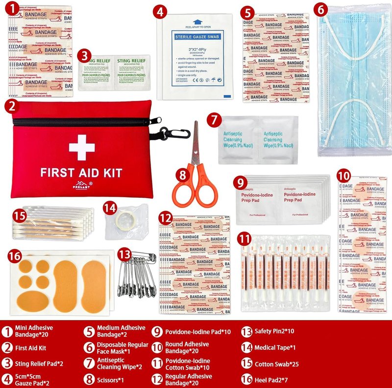 Travel Size First Aid Kit - 152 Pieces, TSA Approved Mini Med Kit for Home, Car, Camping, Sports & Office