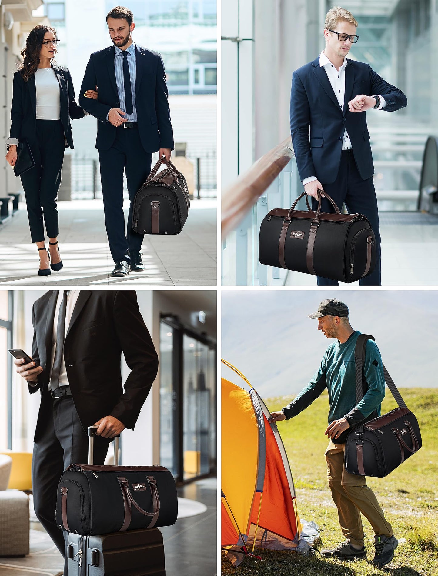 Jiefeike Garment Bags for Travel,Travel Garment Duffle Bag with Shoe Pouch for Men Women,Convertible Garment Bags for Travel Carry on 2 in 1 Hanging Suit Bag for Weekender Business Overnight