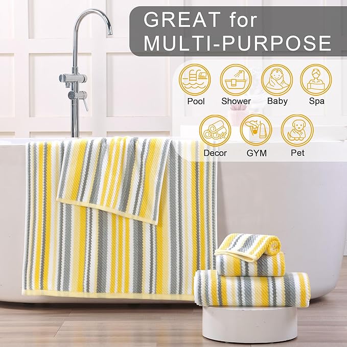 Bath Towels with Hanging Loops, Quick Dry, Absorb & Lightweight, 2 Bath 28"x52"
